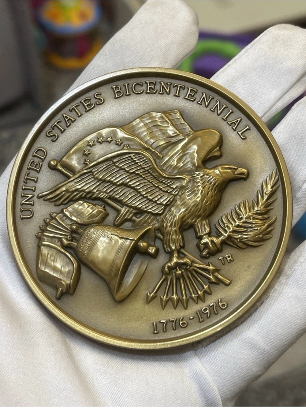America’s Fire Fighters Serve 1776-1976 Bronze Bicentennial Medal 76mm 281g MACO